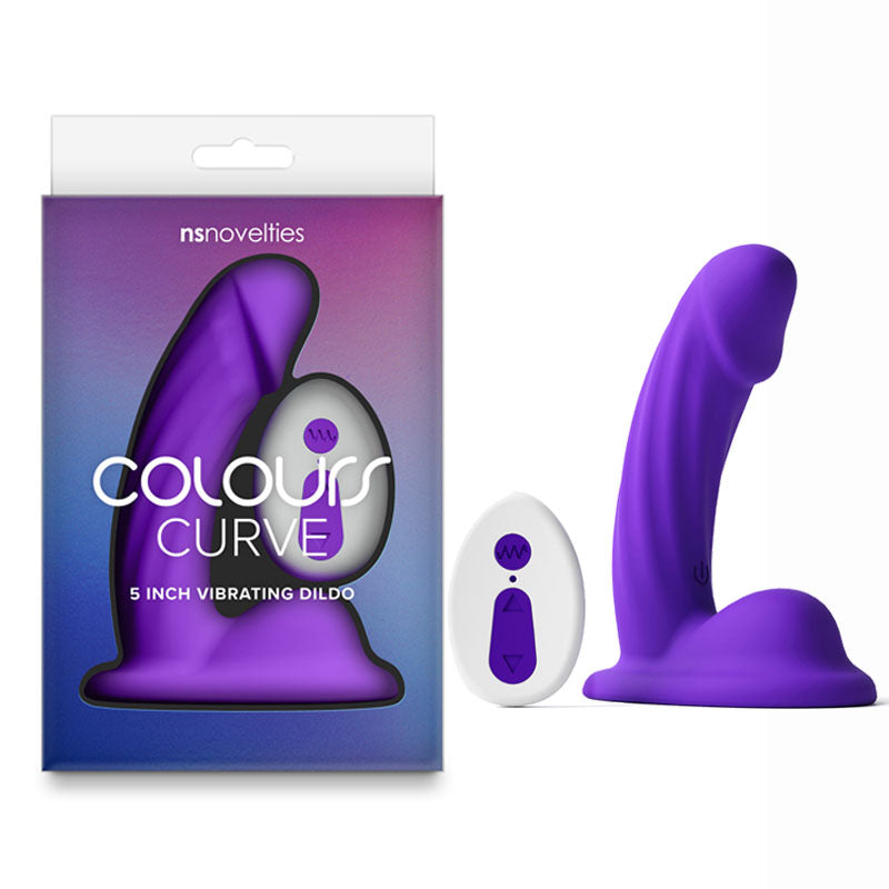 Colours Curve Vibrating 5'' Dildo Purple Purple 12.6 Cm Usb Rechargeable Vibrating Dildo With Wireless Remote