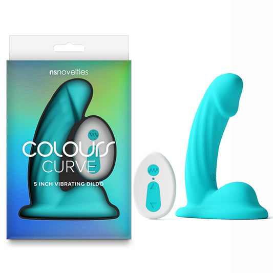 Colours Curve Vibrating 5'' Dildo Teal Teal 12.6 Cm Usb Rechargeable Vibrating Dildo With Wireless Remote