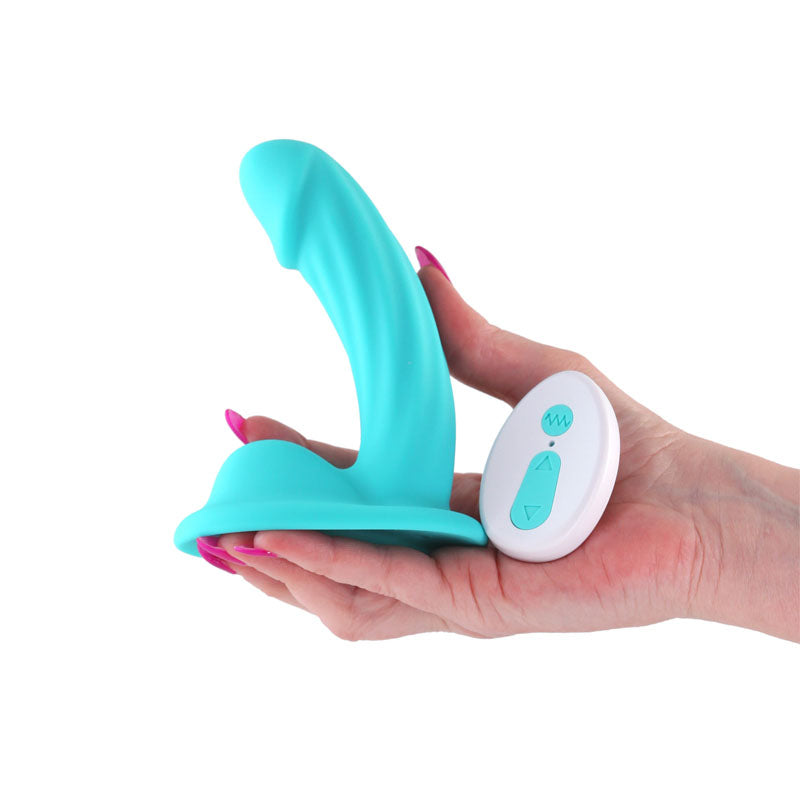 Colours Curve Vibrating 5'' Dildo Teal Teal 12.6 Cm Usb Rechargeable Vibrating Dildo With Wireless Remote