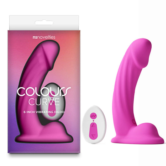 Colours Curve Vibrating 6'' Dildo Pink Pink 16.4 Cm Usb Rechargeable Vibrating Dildo With Wireless Remote