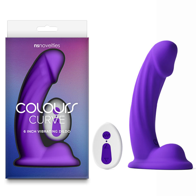 Colours Curve Vibrating 6'' Dildo Purple Purple 16.4 Cm Usb Rechargeable Vibrating Dildo With Wireless Remote