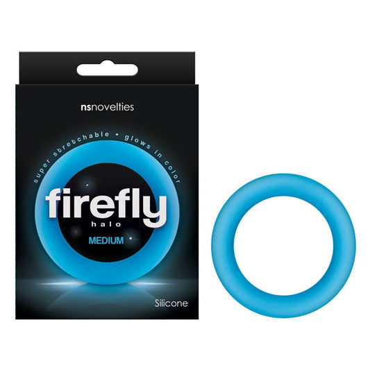 Firefly Halo Glow In Dark Blue Medium 55 Mm Cock Ring