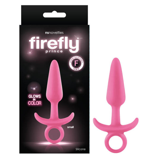 Firefly Prince Glow In Dark Pink 10.9 Cm Small Butt Plug With Ring Bull