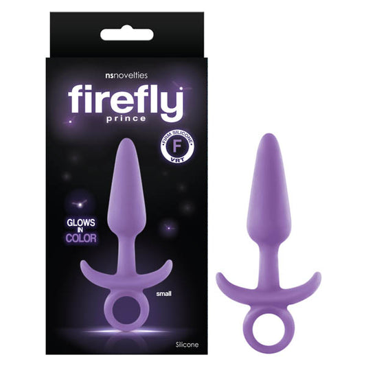 Firefly Prince Glow In Dark Purple 10.9 Cm Small Butt Plug With Ring Bull