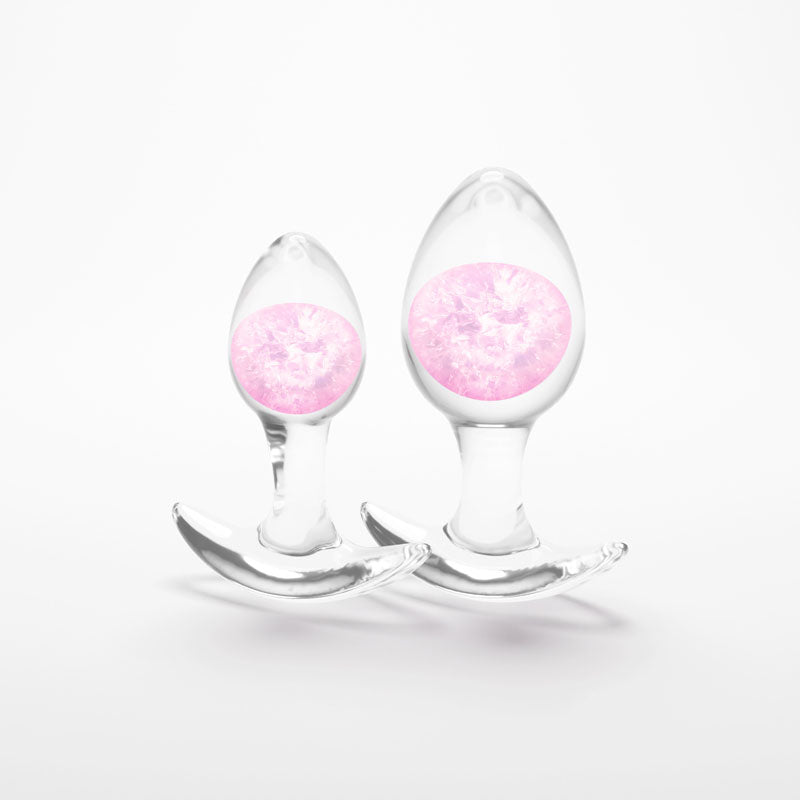 Glams Cosmic 2pc Kit Pink Clear/Pink Butt Plugs Set Of 2 Sizes