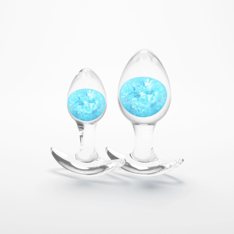 Glams Cosmic 2pc Kit Blue Clear/Blue Butt Plugs Set Of 2 Sizes