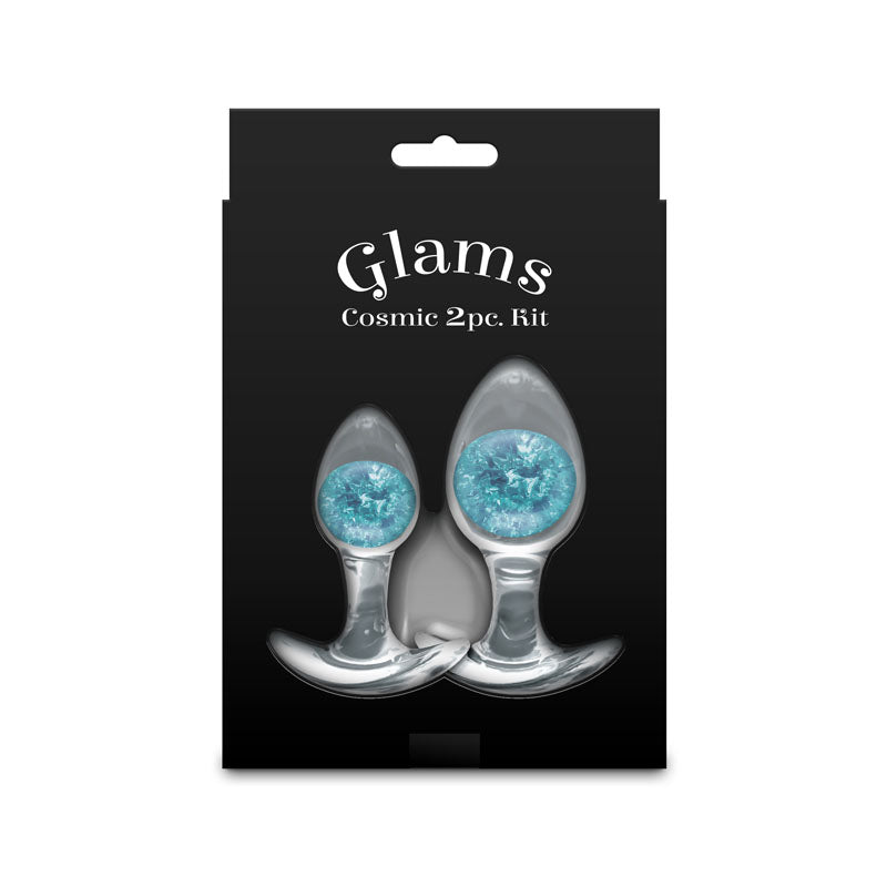 Glams Cosmic 2pc Kit Blue Clear/Blue Butt Plugs Set Of 2 Sizes