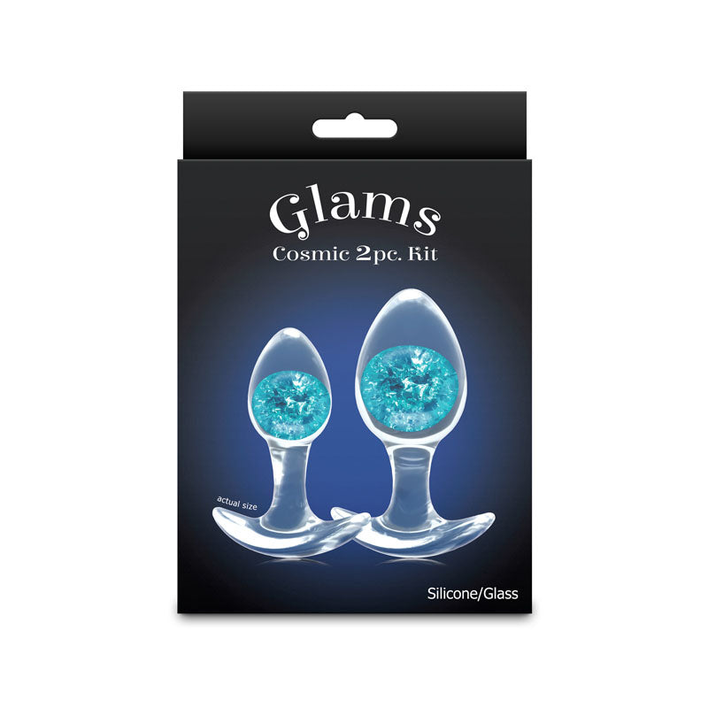Glams Cosmic 2pc Kit Blue Clear/Blue Butt Plugs Set Of 2 Sizes