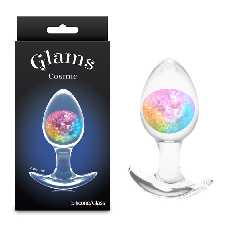 Glams Cosmic Medium Rainbow Clear/Rainbow 9.5 Cm Small Butt Plug