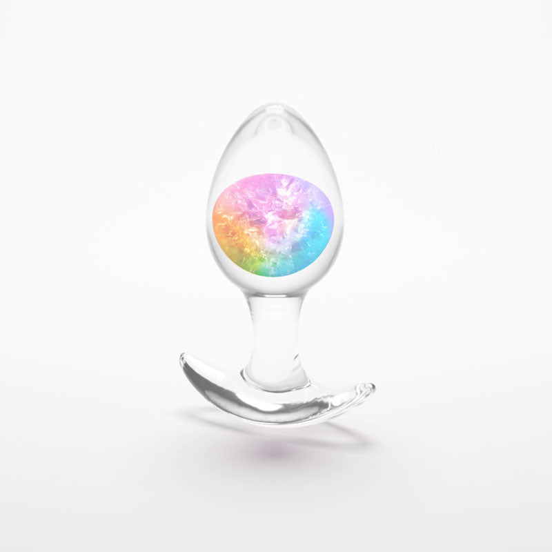Glams Cosmic Medium Rainbow Clear/Rainbow 9.5 Cm Small Butt Plug