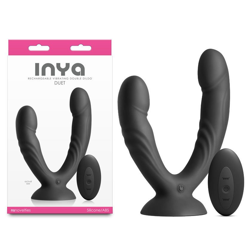 Inya Duet Black Black Usb Rechargeable Vibrating Double Dildo With Wireless Remote