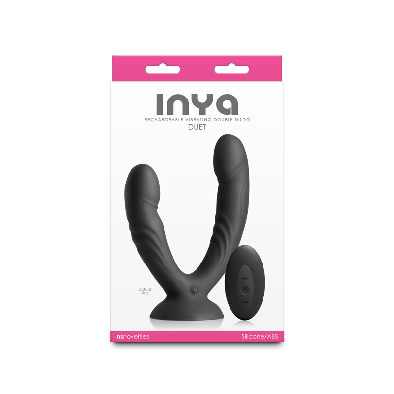 Inya Duet Black Black Usb Rechargeable Vibrating Double Dildo With Wireless Remote