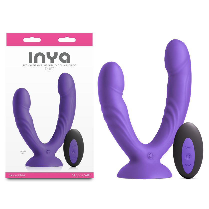 Inya Duet Purple Purple Usb Rechargeable Vibrating Double Dildo With Wireless Remote
