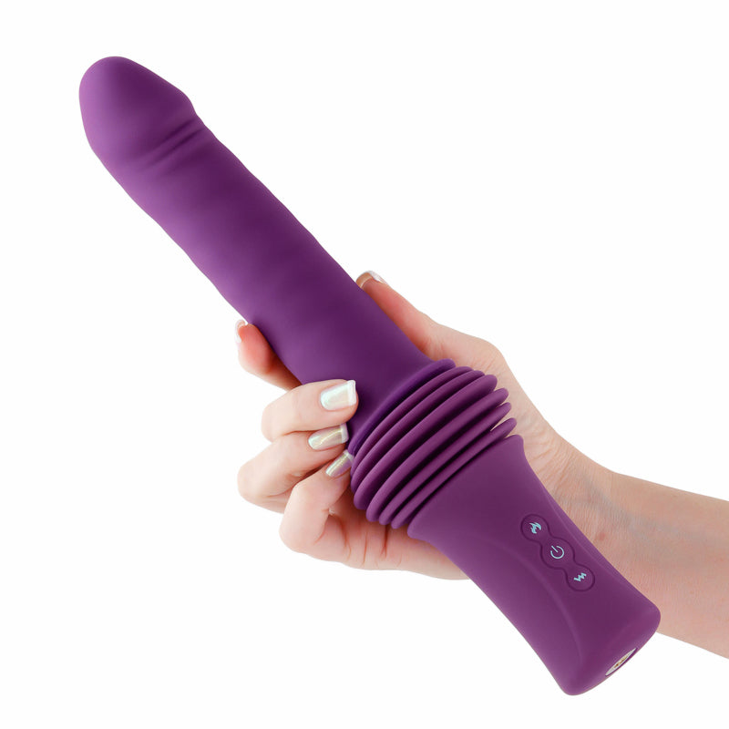 Inya Super Stroker Purple Purple 36.8 Cm Usb Rechargeable Thrusting Vibrator With Remote Control & Stand