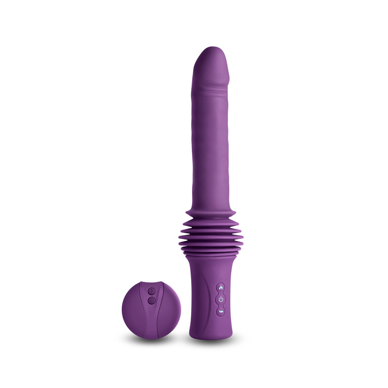 Inya Super Stroker Purple Purple 36.8 Cm Usb Rechargeable Thrusting Vibrator With Remote Control & Stand