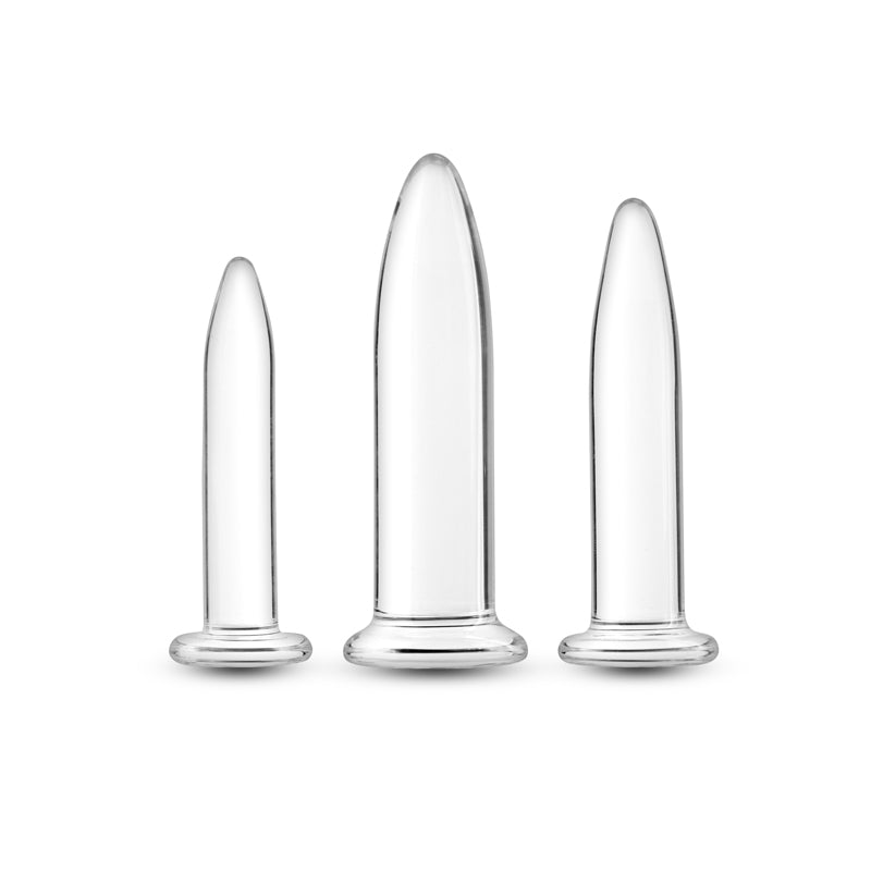 Crystal 3pc Trainer Kit Clear Clear Glass Anal Plugs Set Of 3 Sizes
