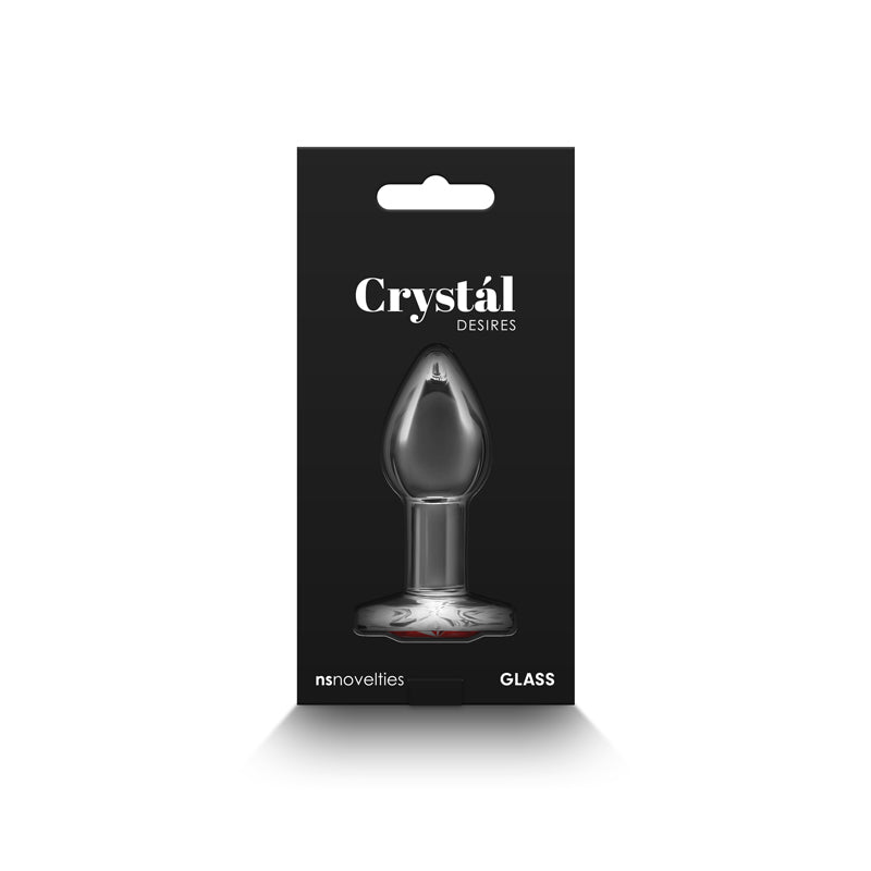 Crystal Desires Red Heart Small Clear Glass 7.3 Cm Butt Plug With Red Heart Gem Base