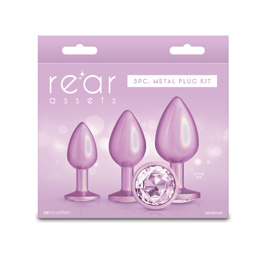 Rear Assets Trainer Kit Iridescent Pink Iridescent Pink Metallic Butt Plugs Set Of 3 Sizes