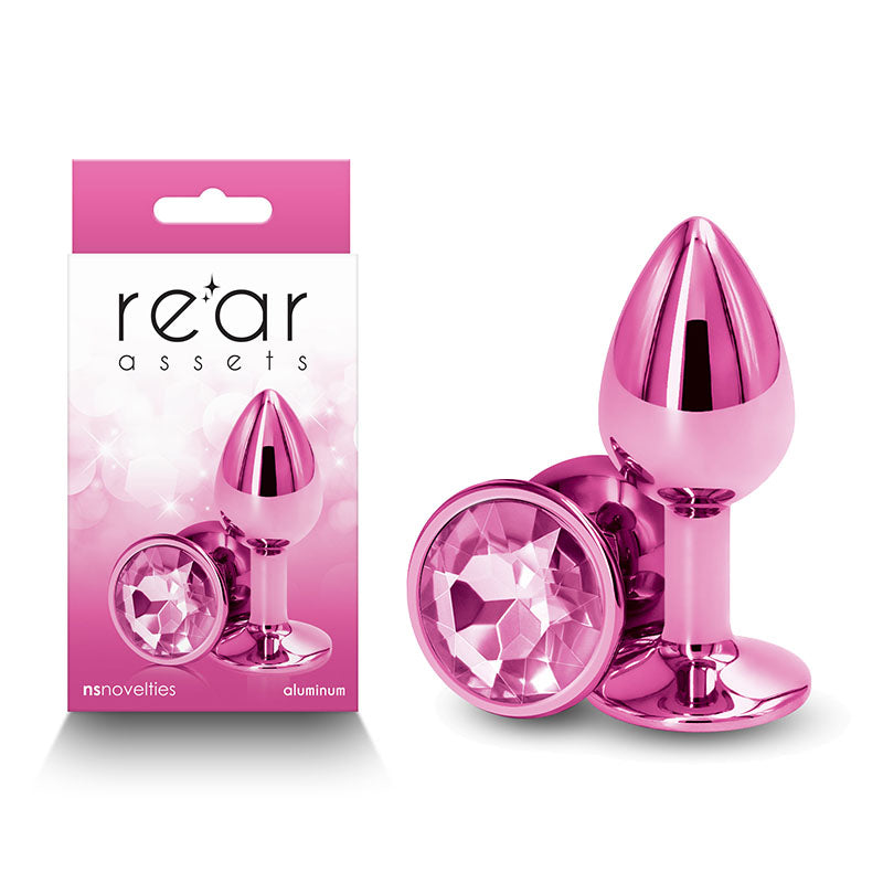 Rear Assets Small Pink Pink 7.1 Cm Small Metal Butt Plug With Pink Round Gem Base