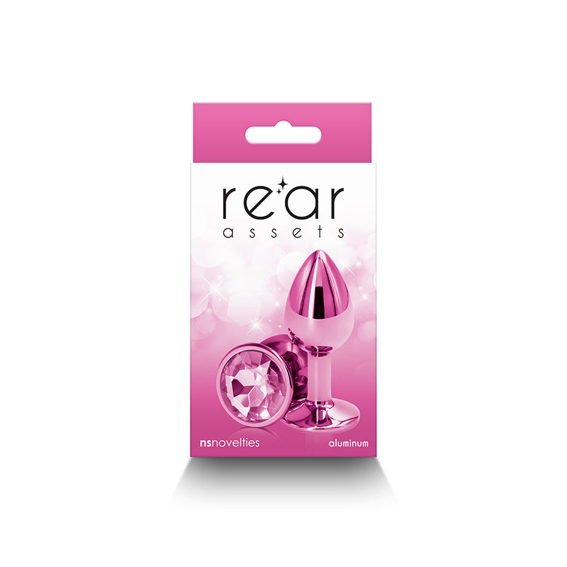 Rear Assets Small Pink Pink 7.1 Cm Small Metal Butt Plug With Pink Round Gem Base