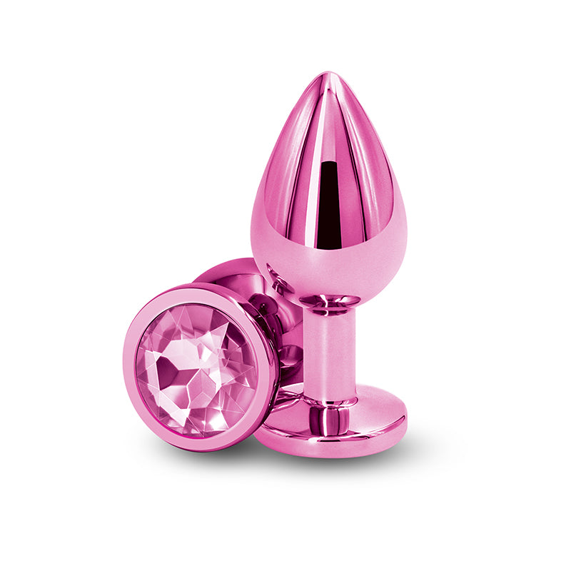 Rear Assets Medium Pink Pink 8.2 Cm Medium Metal Butt Plug With Pink Round Gem Base