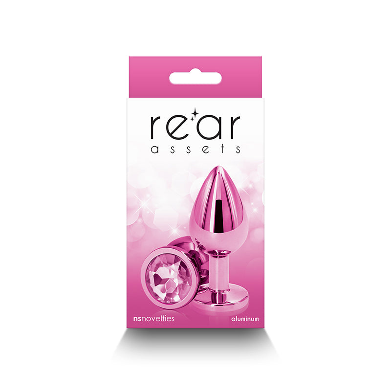 Rear Assets Medium Pink Pink 8.2 Cm Medium Metal Butt Plug With Pink Round Gem Base