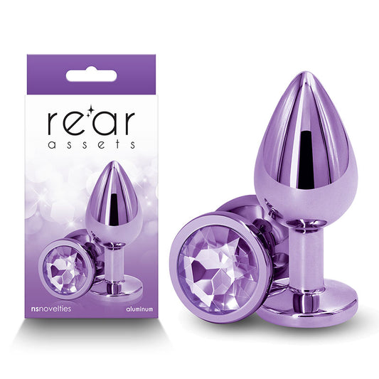 Rear Assets Medium Purple Purple 8.2 Cm Medium Metal Butt Plug With Purple Round Gem Base