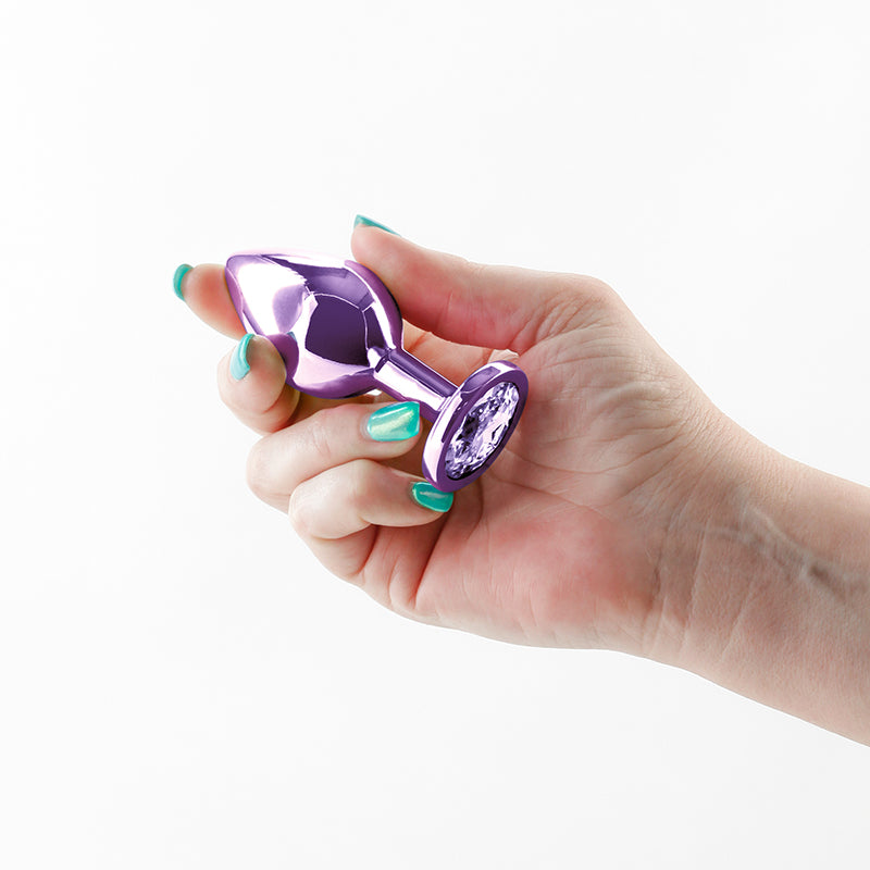 Rear Assets Medium Purple Purple 8.2 Cm Medium Metal Butt Plug With Purple Round Gem Base