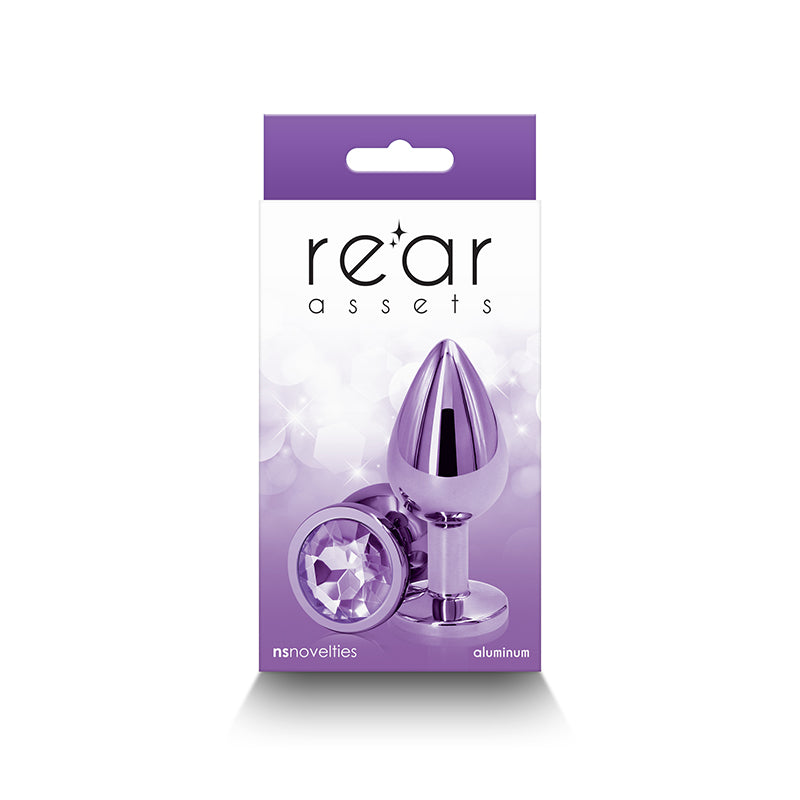 Rear Assets Medium Purple Purple 8.2 Cm Medium Metal Butt Plug With Purple Round Gem Base