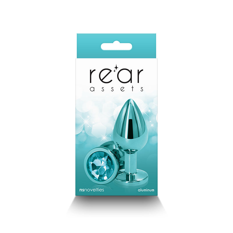 Rear Assets Medium Teal Teal 8.2 Cm Medium Metal Butt Plug With Teal Round Gem Base