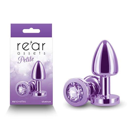 Rear Assets Petite Purple Purple 6 Cm Metal Butt Plug With Purple Round Gem Base