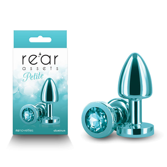 Rear Assets Petite Teal Teal 6 Cm Metal Butt Plug With Teal Round Gem Base