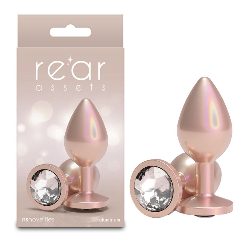 Rear Assets Iridescent Medium Champagne Iridescent Champagne 8.2 Cm Medium Butt Plug