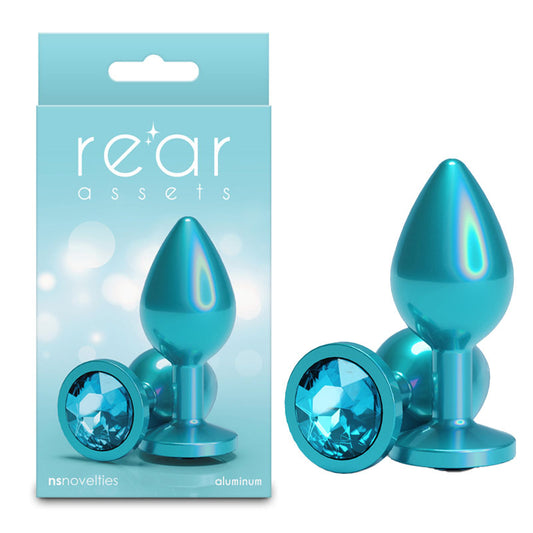 Rear Assets Iridescent Medium Teal Iridescent Teal 8.2 Cm Medium Butt Plug