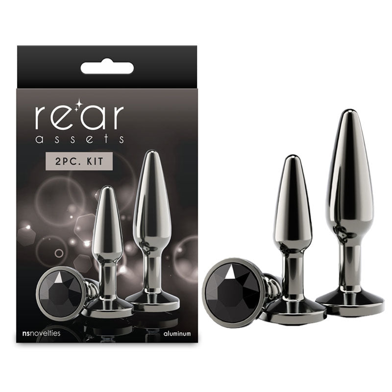 Rear Assets Tapered Trainer Kit Gunmetal Gunmetal Grey Metal Butt Plugs Set Of 2 Sizes
