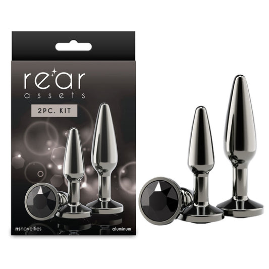 Rear Assets Tapered Trainer Kit Gunmetal Gunmetal Grey Metal Butt Plugs Set Of 2 Sizes