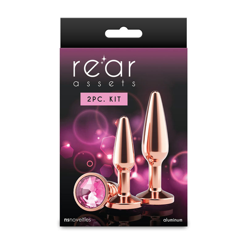 Rear Assets Tapered Trainer Kit Rose Gold Rose Gold Metal Butt Plugs Set Of 2 Sizes