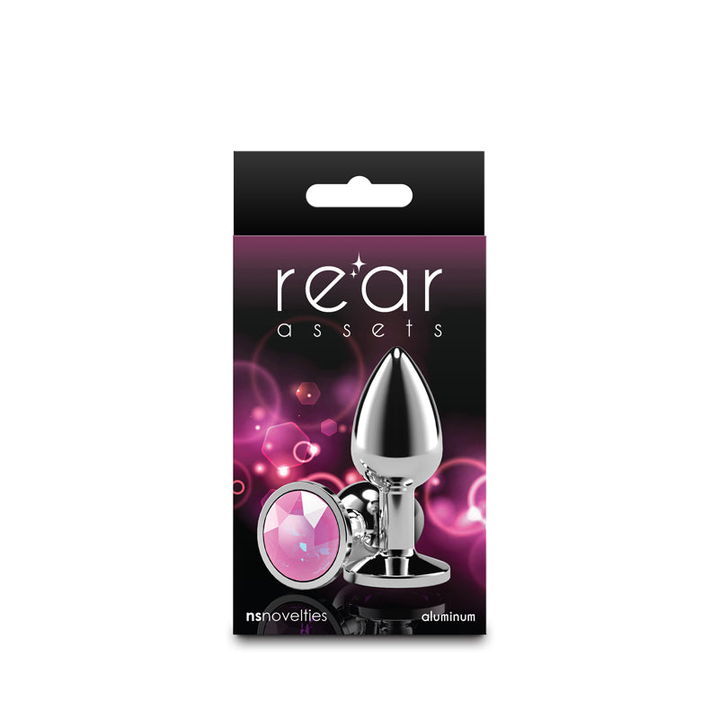 Rear Assets Silver Small Pink Gem Silver Small Metal Butt Plug With Pink Gem Base