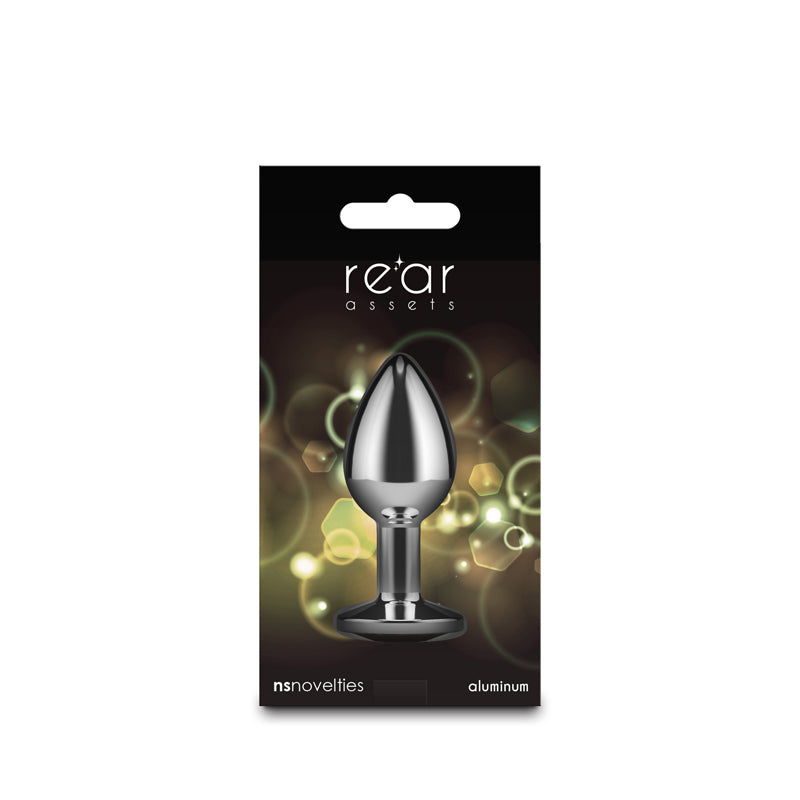 Rear Assets Silver Small Yellow Gem Silver Small Metal Butt Plug With Yellow Gem Base