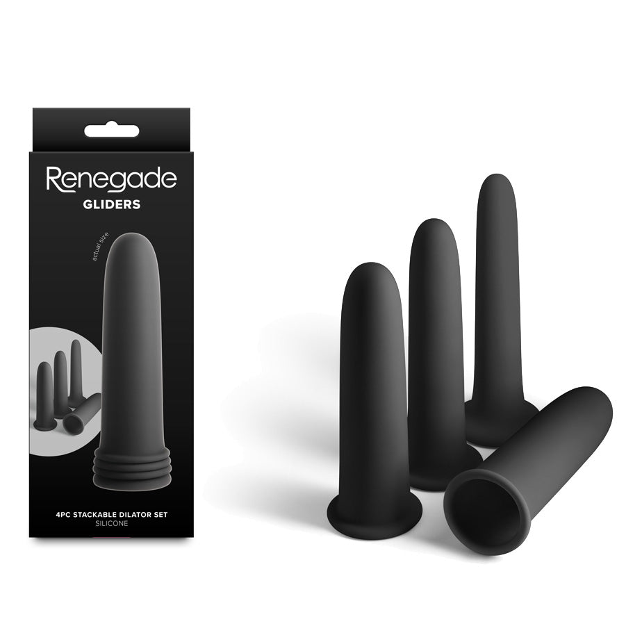 Renegade Gliders Black Black Anal Dilators Set Of 4