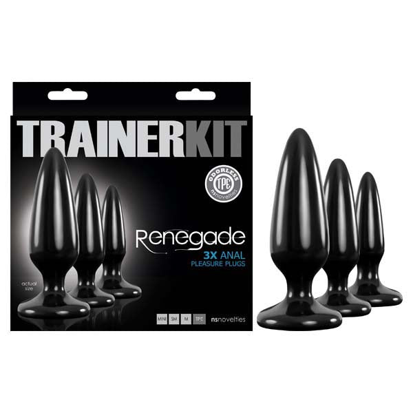 Renegade Pleasure Plug Trainer Kit Black Butt Plugs Set Of 3 Sizes