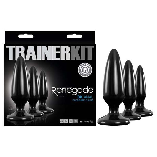 Renegade Pleasure Plug Trainer Kit Black Butt Plugs Set Of 3 Sizes