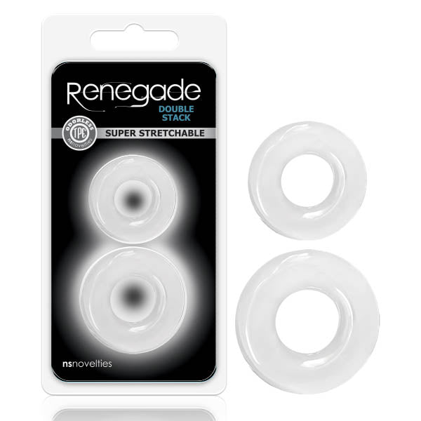 Renegade Double Stack Clear Cock Rings Set Of 2