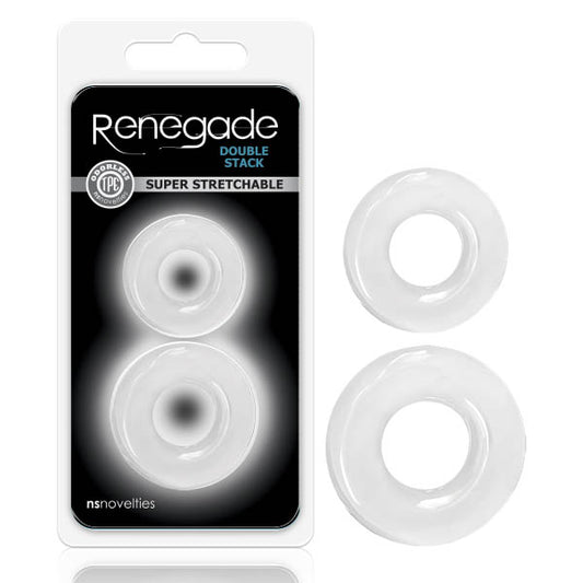 Renegade Double Stack Clear Cock Rings Set Of 2
