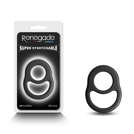 Renegade Cradle Black Black Cock & Balls Ring