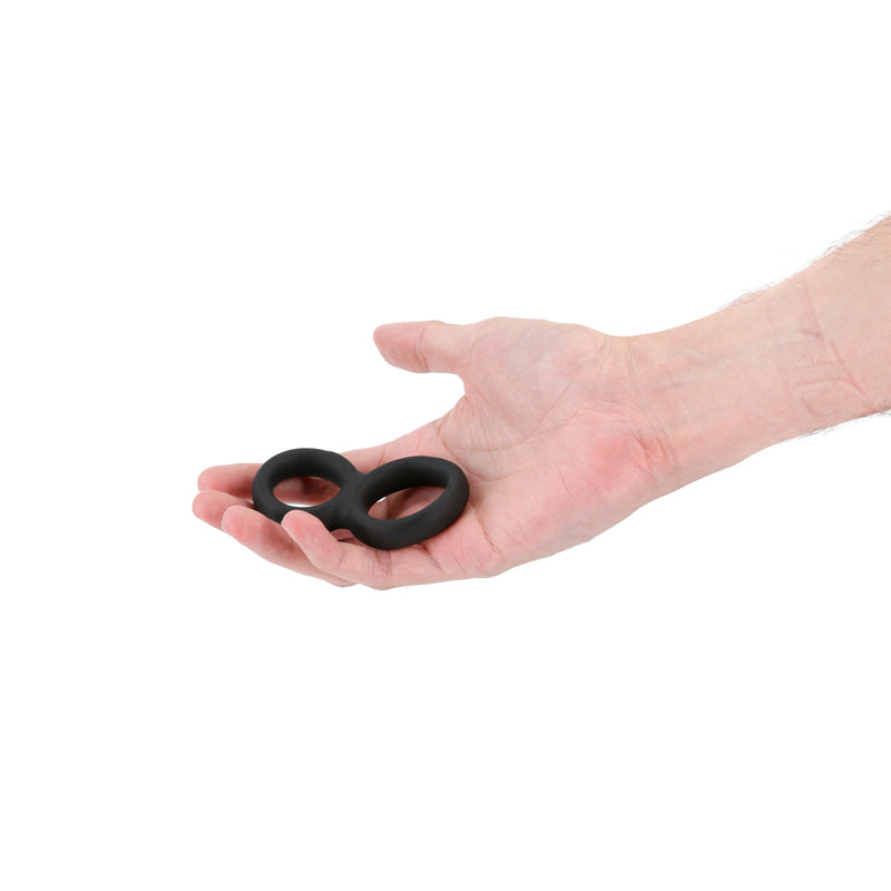 Renegade Twofold Black Black Cock & Balls Rings