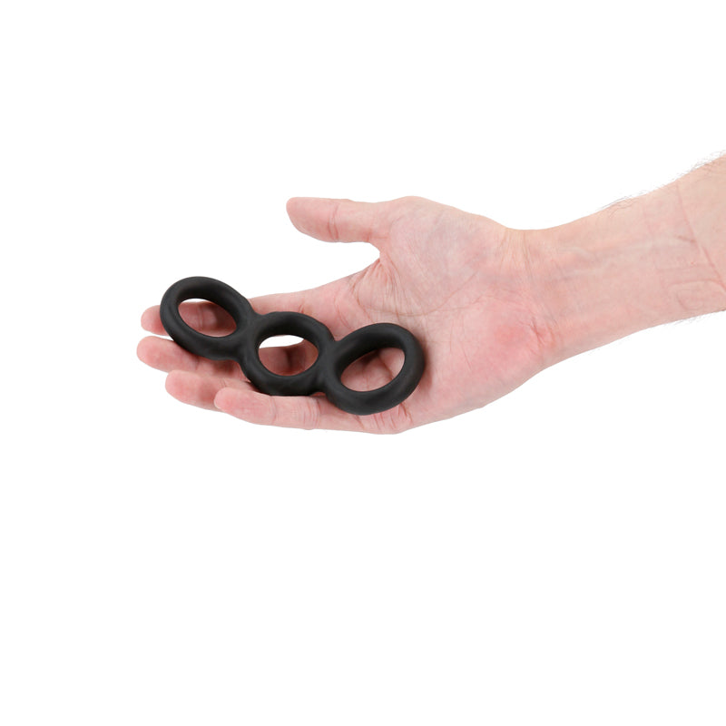 Renegade Threefold Black Black Cock & Balls Rings