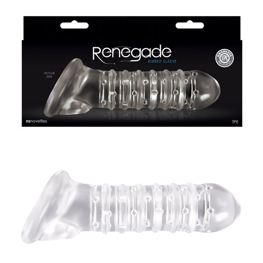 Renegade Ribbed Extension Clear Penis Extension Sleeve