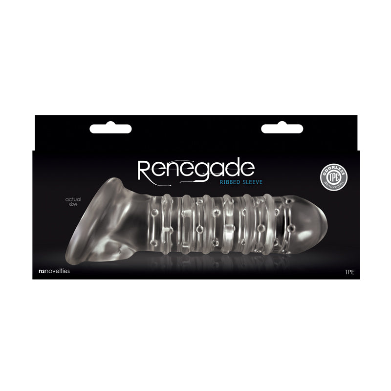 Renegade Ribbed Extension Clear Penis Extension Sleeve