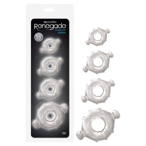 Renegade Vitality Rings Clear Cock Rings Set Of 4 Sizes